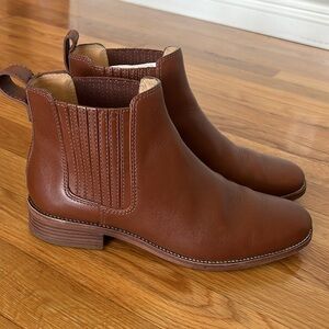Madewell Flat Chelsea Boots Leather Dark Chestnut 8 1/2